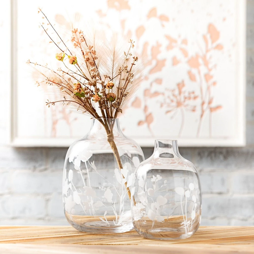 Vase en verre gravé transparent 7,5 po