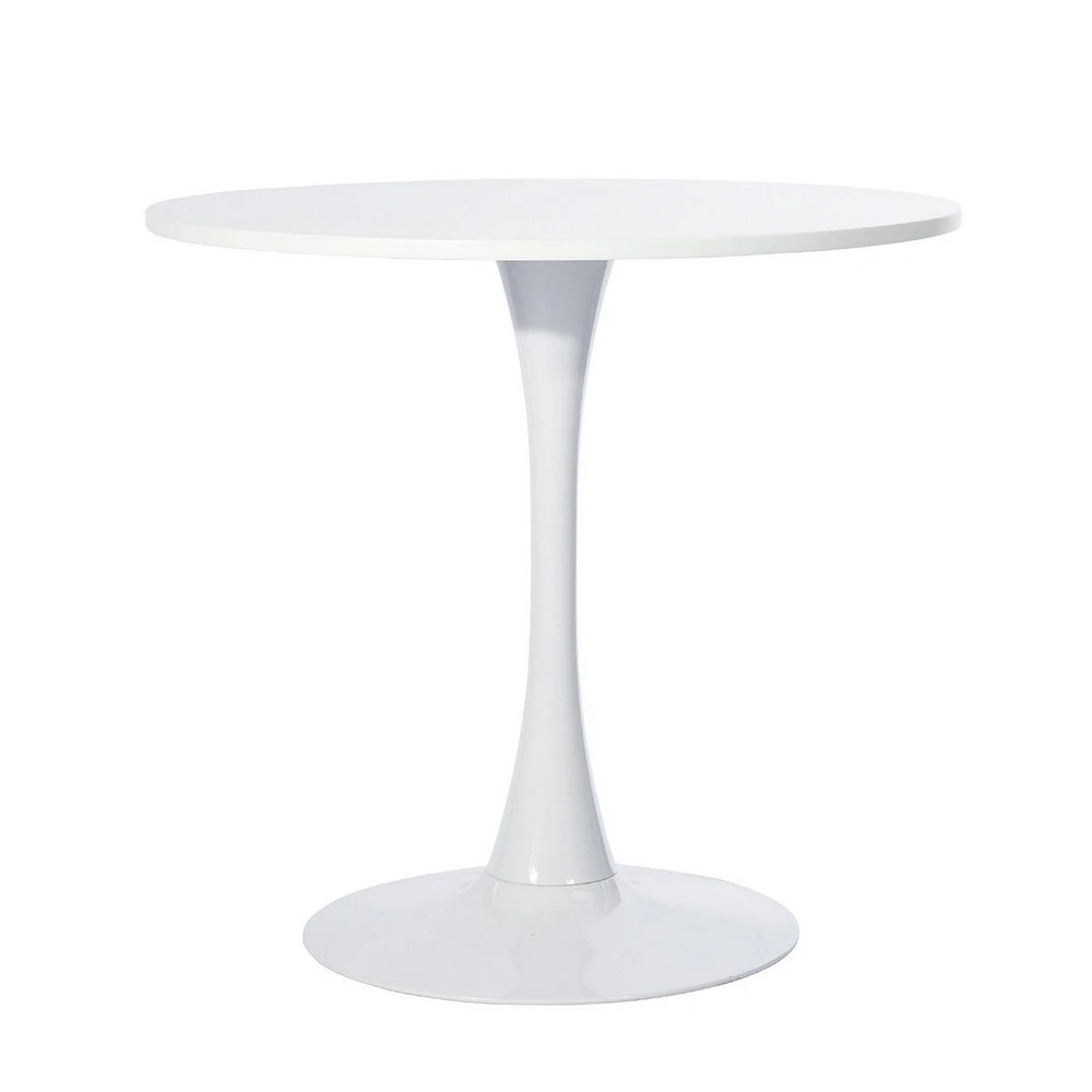 Ensemble de salle à manger rond avec chaises cognac, ensemble de 3 - Blanc