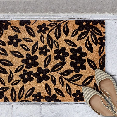 Flowers & Greenery Black Coir Mat 