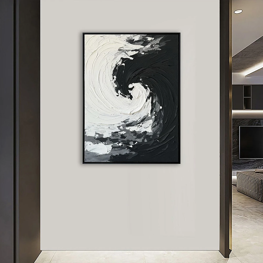 Continuum Black and White Abstract Painting