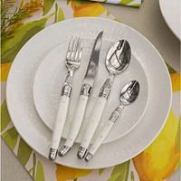 Jean Dubost Laguiole 24-Piece White Flatware Set