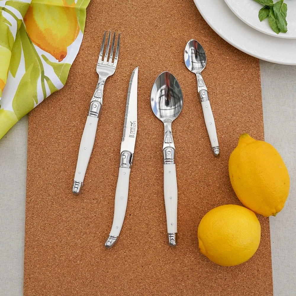 Jean Dubost Laguiole 24-Piece White Flatware Set