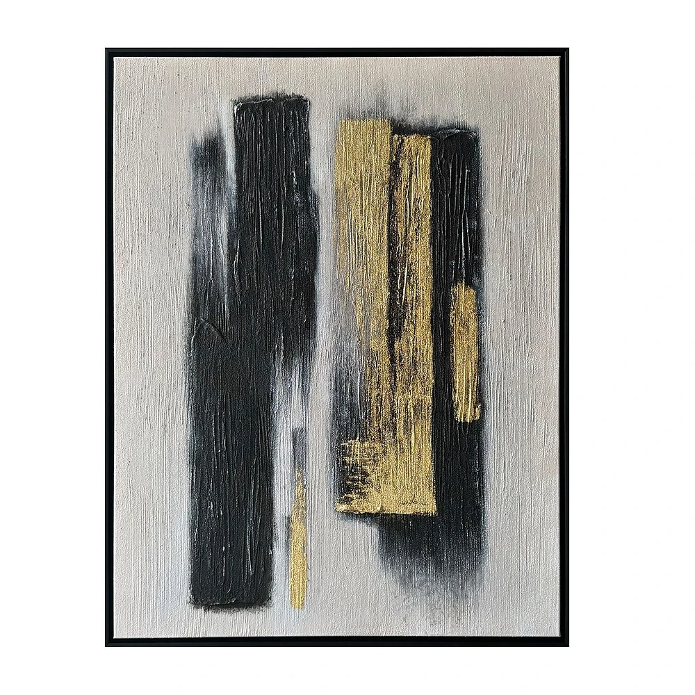 Flux Black and Gold Abstract Painting