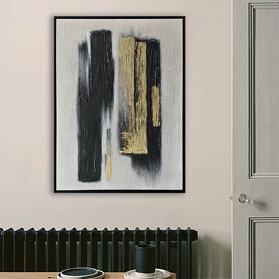 Flux Black and Gold Abstract Painting