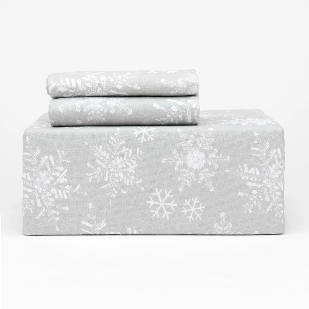 Frosty Snowflakes Ensemble de draps en flannelle
