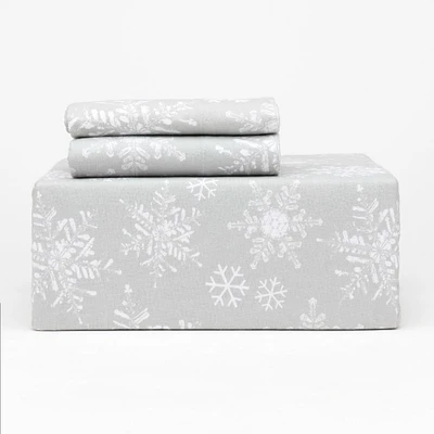 Frosty Snowflakes Ensemble de draps en flannelle
