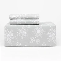 Frosty Snowflakes Ensemble de draps en flannelle