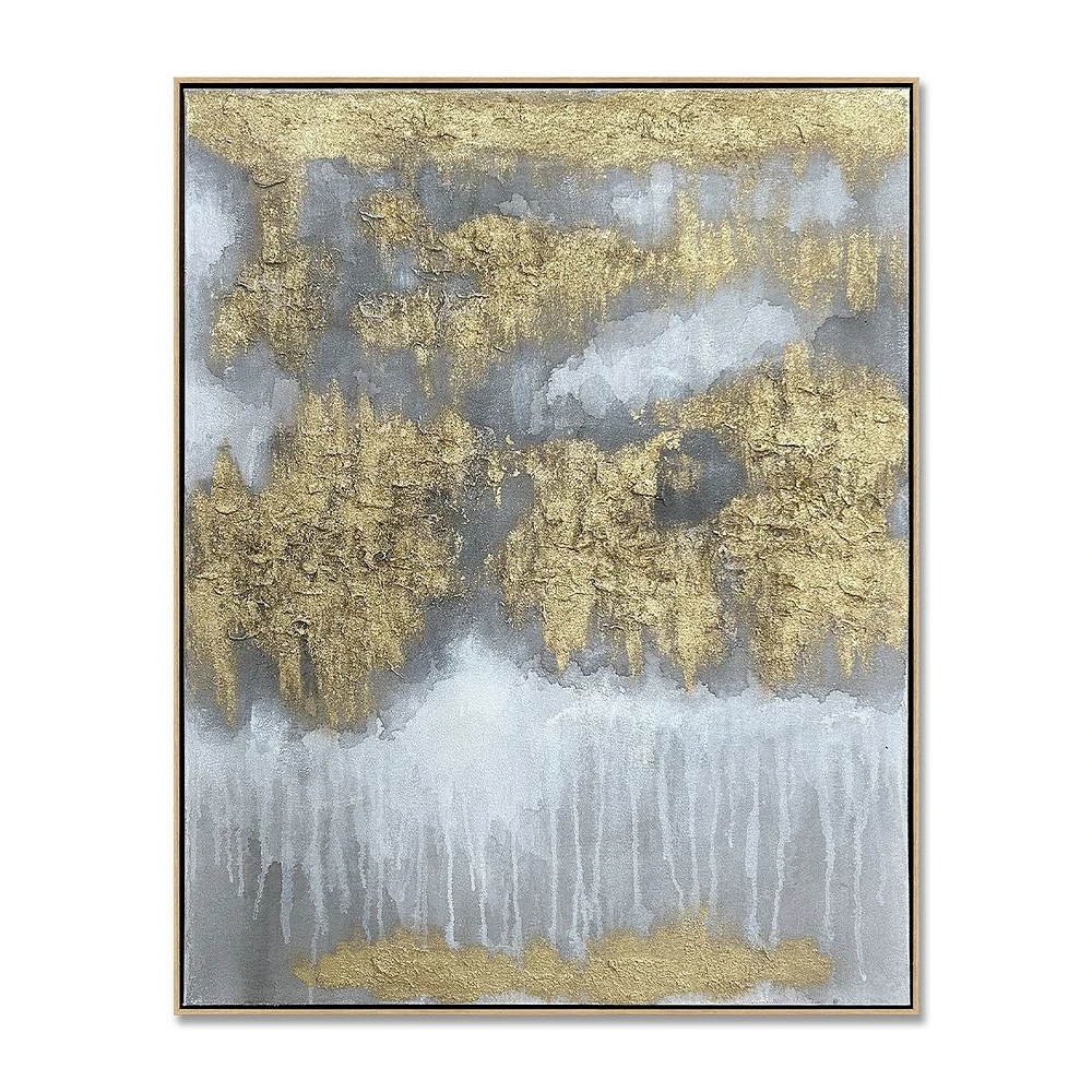 Glint Gold and Grey Abstract Painting