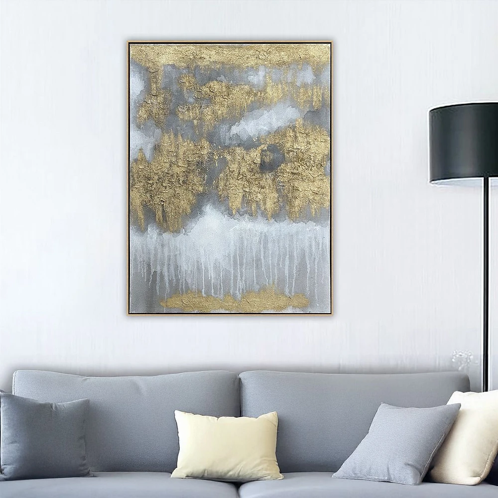 Glint Gold and Grey Abstract Painting