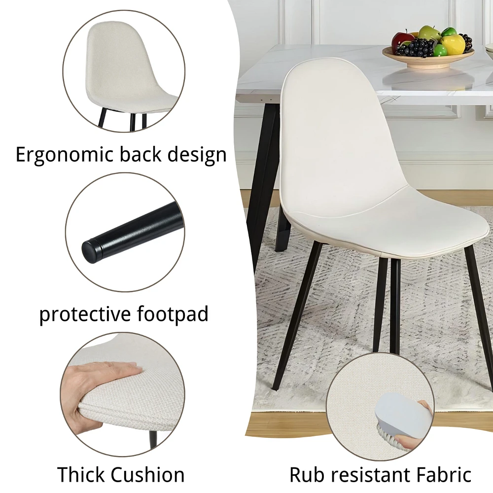 Set of 4 Beige Fabric Dining Chair by Maison Classique