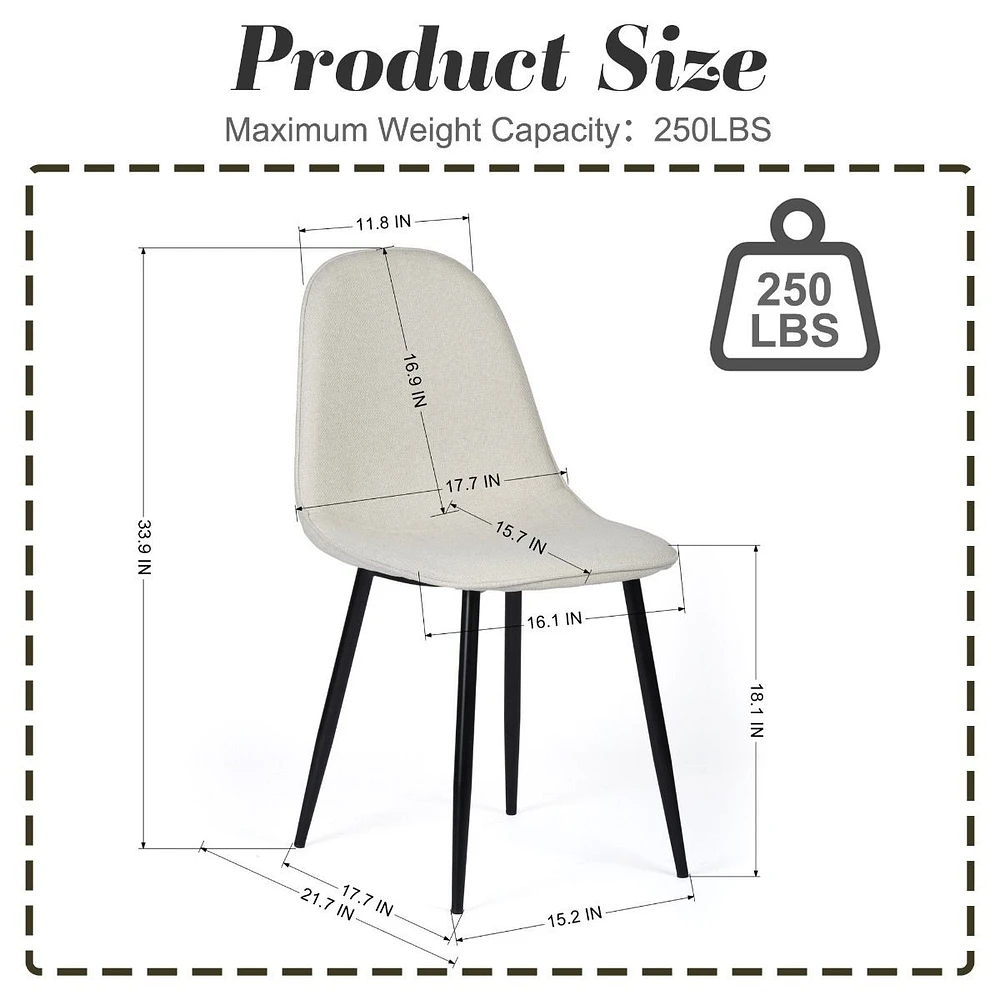 Ensemble de salle à manger moderne, 5 pièces - Espresso, avec chaises beiges