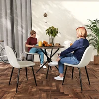 Ensemble de salle à manger moderne, 5 pièces - Espresso, avec chaises beiges