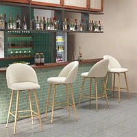 Set of 2 Beige Fabric Swivel Counter Barstools by Maison Classique