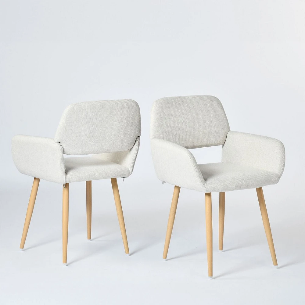 Set of 2 Beige Fabric Dining Chairs by Maison Classique