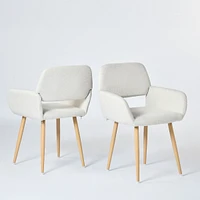 Set of 2 Beige Fabric Dining Chairs by Maison Classique
