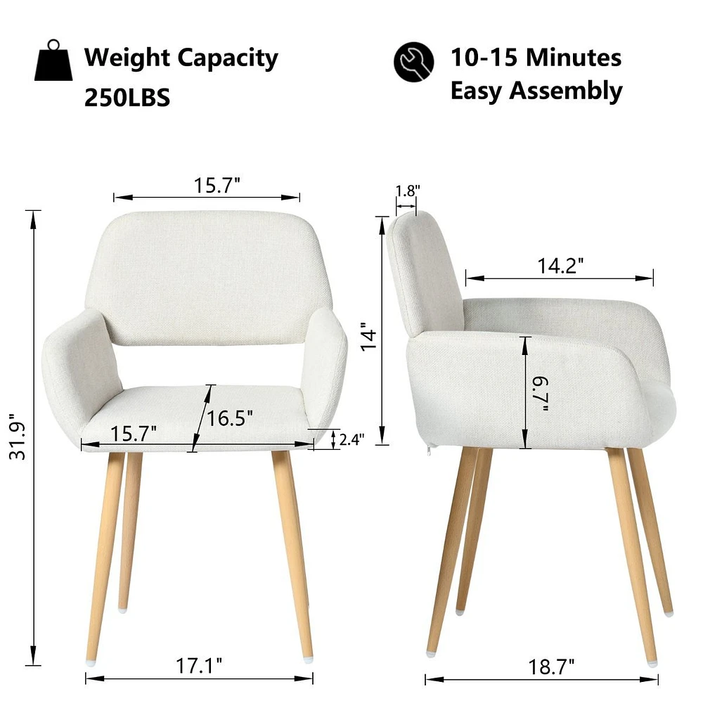 Set of 2 Beige Fabric Dining Chairs by Maison Classique