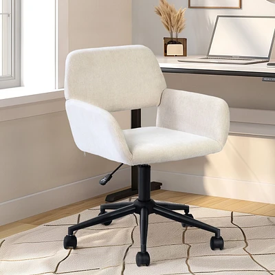 Adjustable Swivel Office Chair with Armrests in Beige Chenille Fabric by Maison Classique