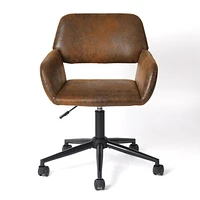 Adjustable Brown Suede Swivel Office Chair with Armrests by Maison Classique