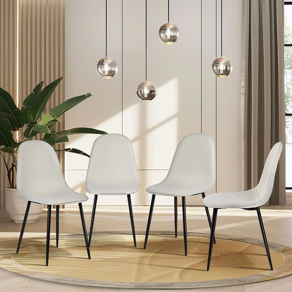 Set of 4 Beige Fabric Dining Chair by Maison Classique