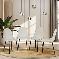 Set of 4 Beige Fabric Dining Chair by Maison Classique
