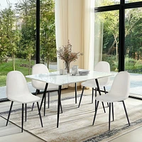 Set of 4 Beige Fabric Dining Chair by Maison Classique