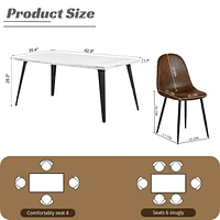 5-Piece Dining Set Including Marble White Dining Table with Suede Brown Dining Chairs by Maison Classique
