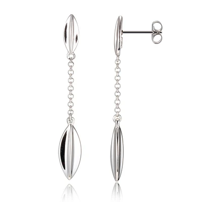 ELLE Sterling Silver Drop Leaf Stud Earrings