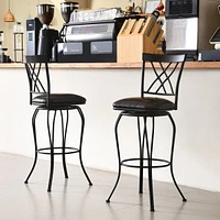 Set of 2 Black Faux Leather Swivel 30" Barstools by Maison Classique