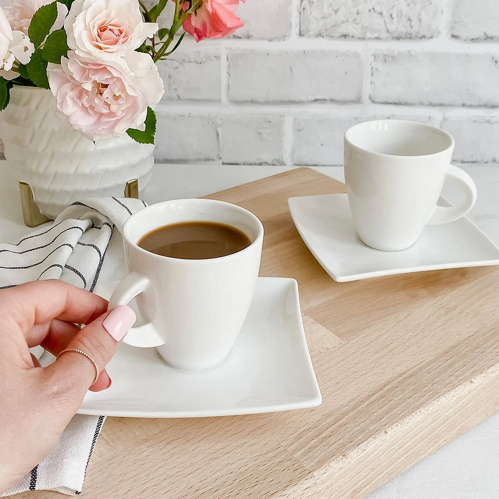 Tasse à café / thé et soucoupe carrée « West Meets East » par Maxwell & Williams