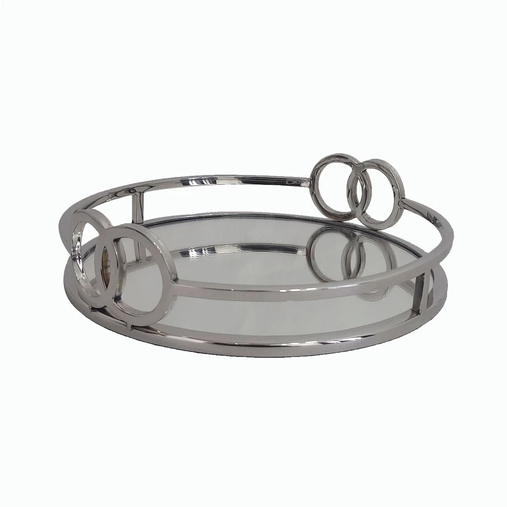 Round Tray With Mirror Base - 11''