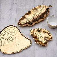 Gold Bark and Leaf Tray by Leeber Limited