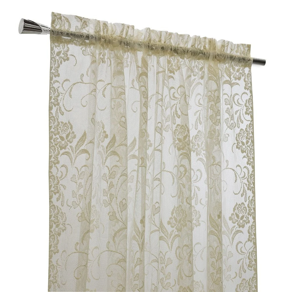 Rideau « Limoges » passe-tringle en dentelle et jacquard