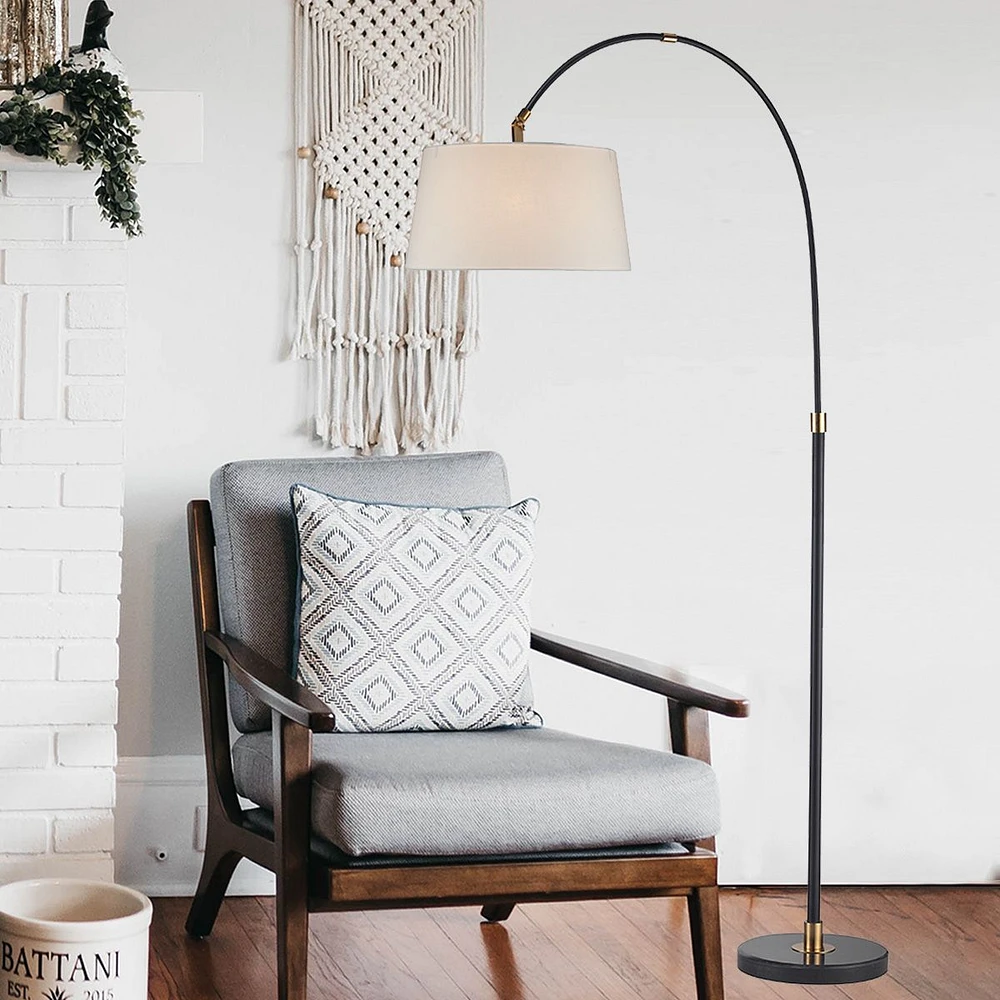 Savannah Arched Floor Lamp with Linen Shade