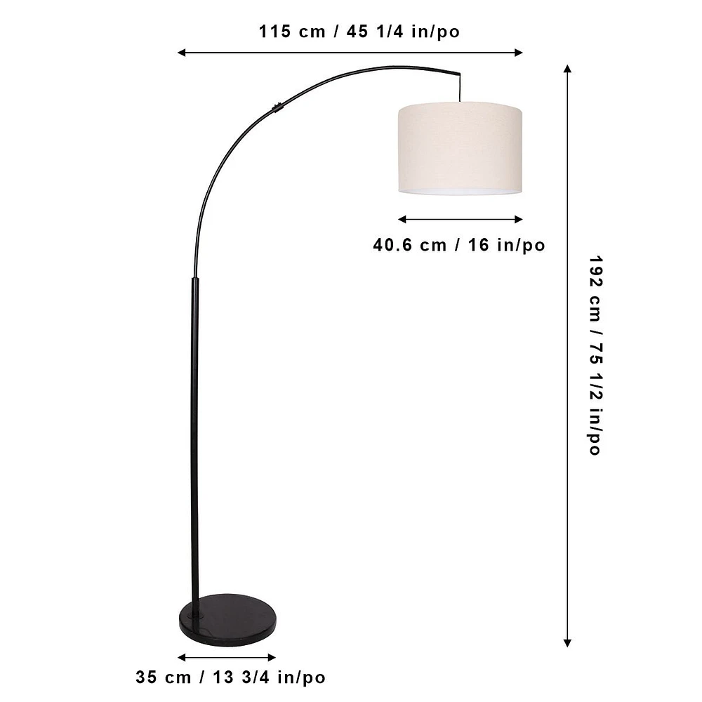 Lampadaire en arc sur pied « Essex » - 75 po