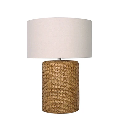 Cement Table Lamp with Faux Rattan Design