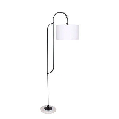 Matte Black Metal and Marble Floor Lamp