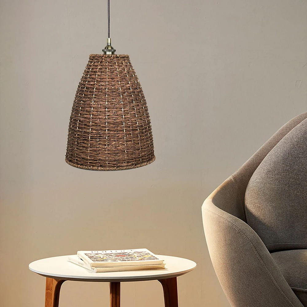 12'' Brown Rattan Ceiling Lamp by Luce Lumen