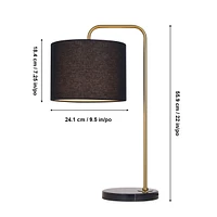 Black and Gold Romane Metal and Marble Table Lamp by Luce Lumen