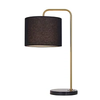 Black and Gold Romane Metal and Marble Table Lamp by Luce Lumen