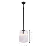 Lampe suspendue carrée ajustable en verre gravé noir mat par Luce Lumen