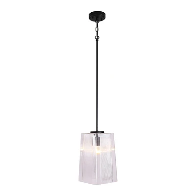 Adjustable Etched Square Glass Matte Black Ceiling Lamp by Luce Lumen