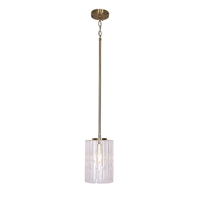 Lampe suspendue ronde ajustable en verre et or brossé par Luce Lumen