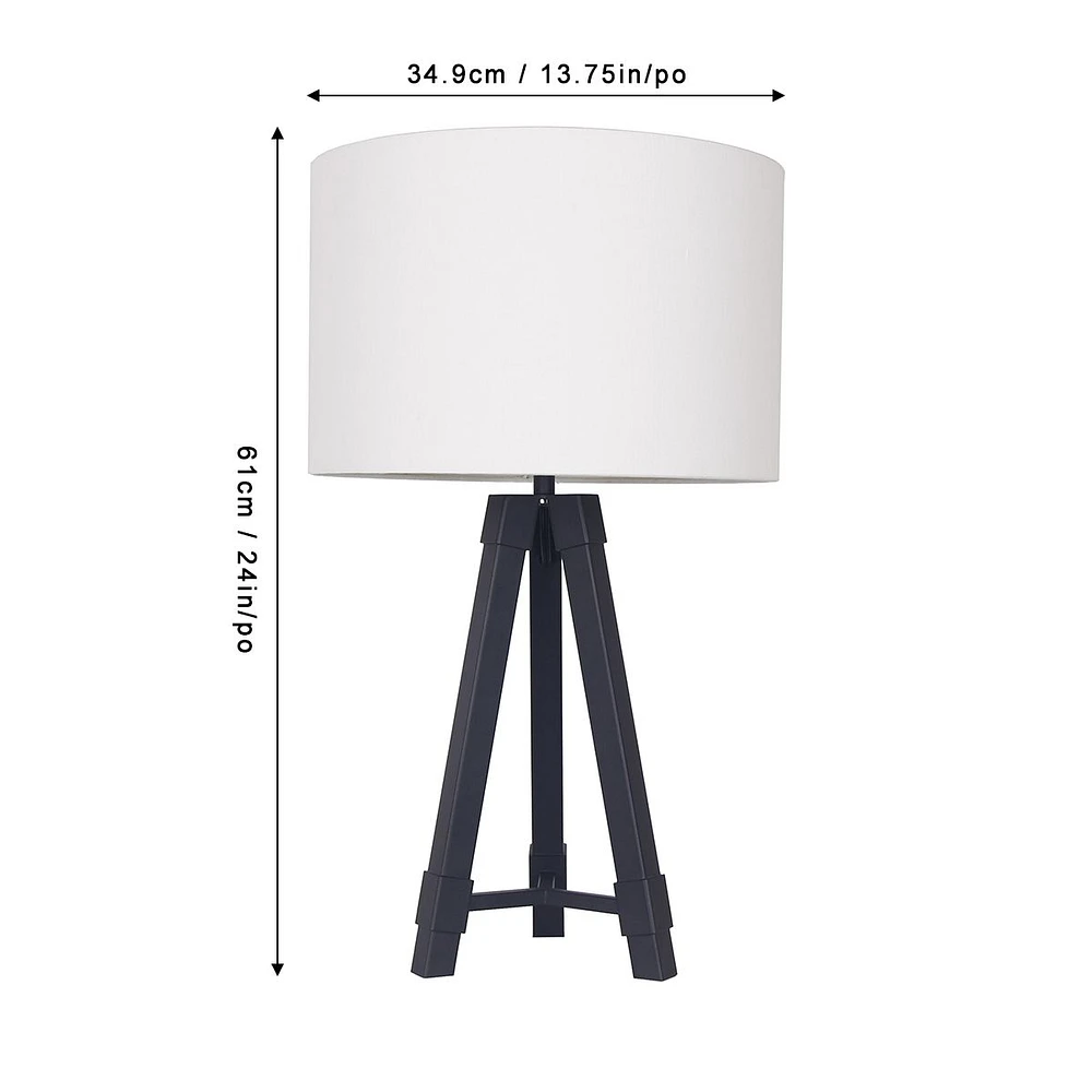 24" Frosted Black Metal Tripod Table Lamp by Luce Lumen