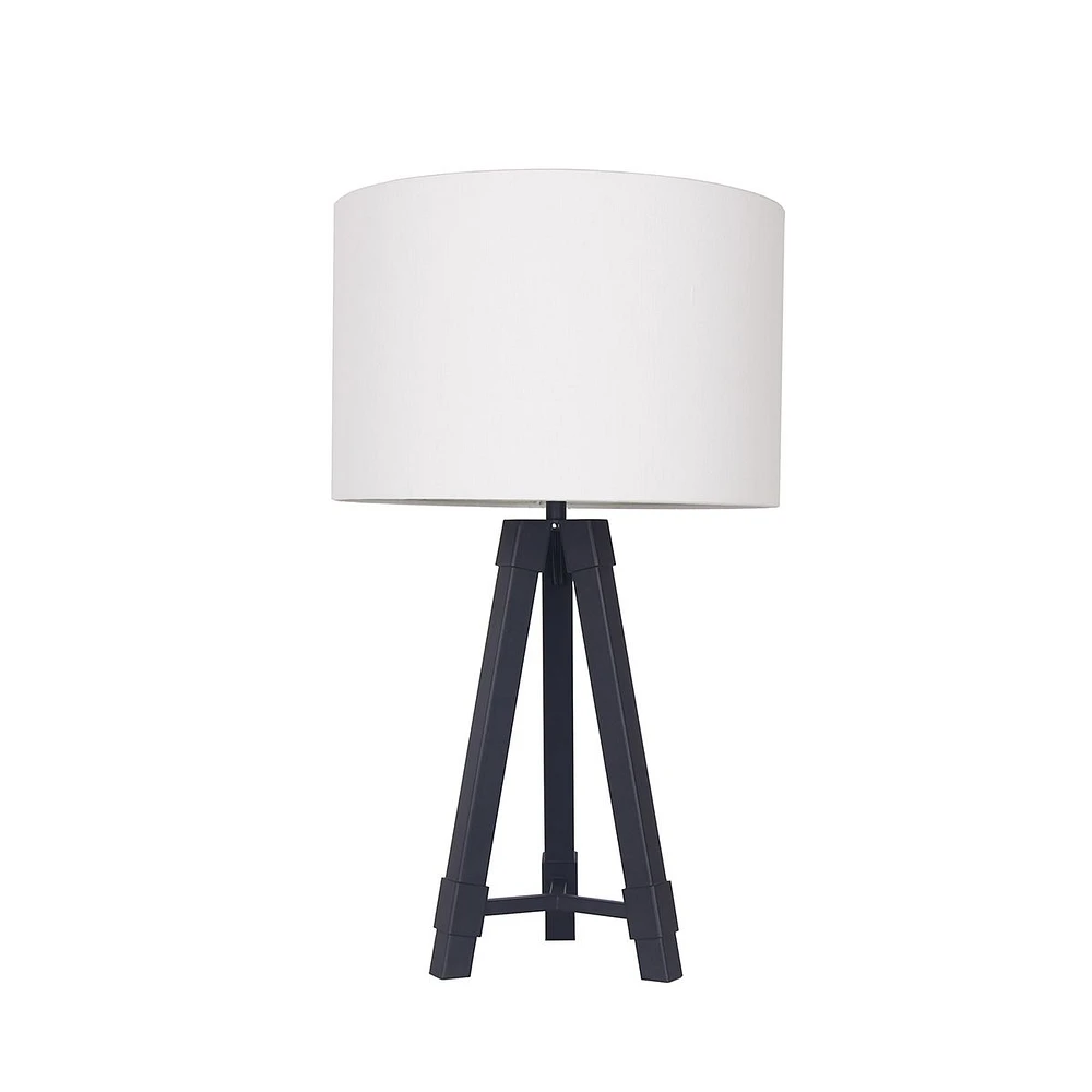 24" Frosted Black Metal Tripod Table Lamp by Luce Lumen