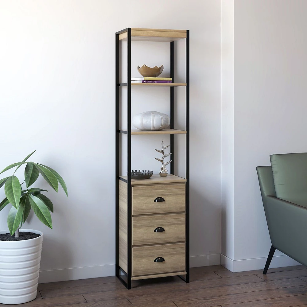 Luella Tall Cabinet - Natural and Black 65"