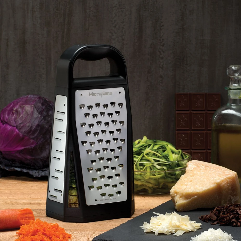 Microplane Elite 5 Blade Box Grater with Measuring Cup