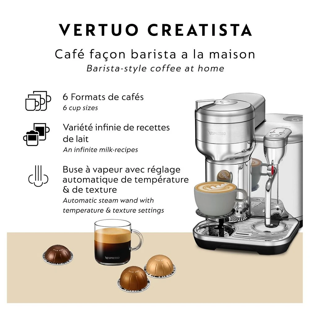 Machine à capsules Nespresso « The Vertuo Creatista » en acier inoxydable