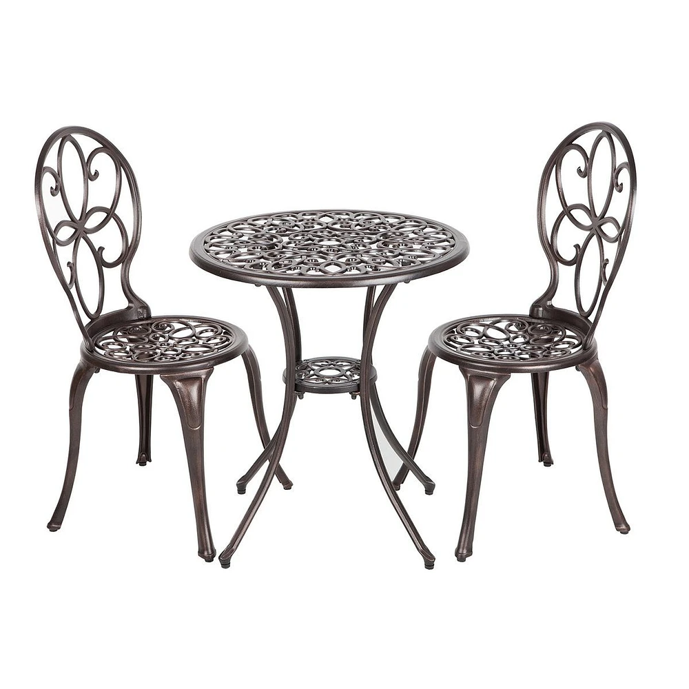 Rosalie 3-Piece Cast Aluminum Bistro Set