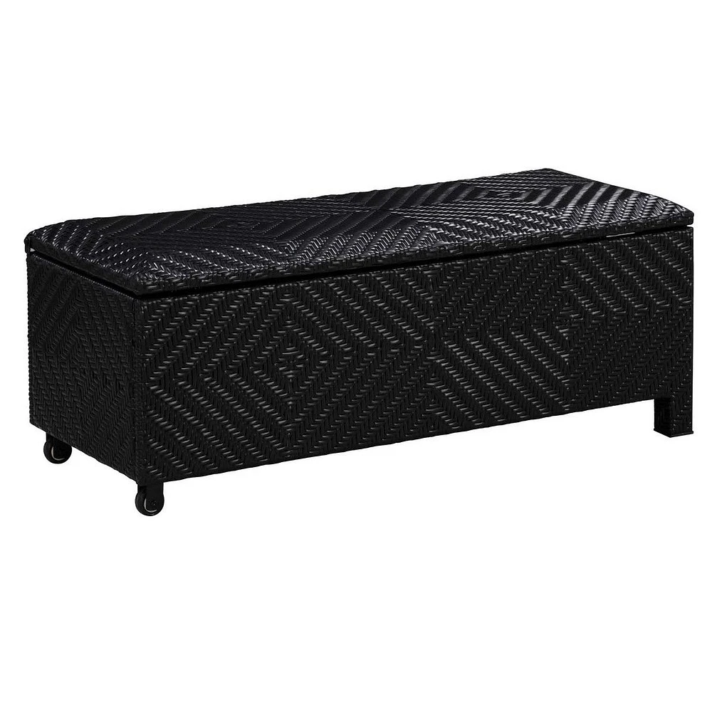 Patioflare  Padded Wicker Deck Storage Bench