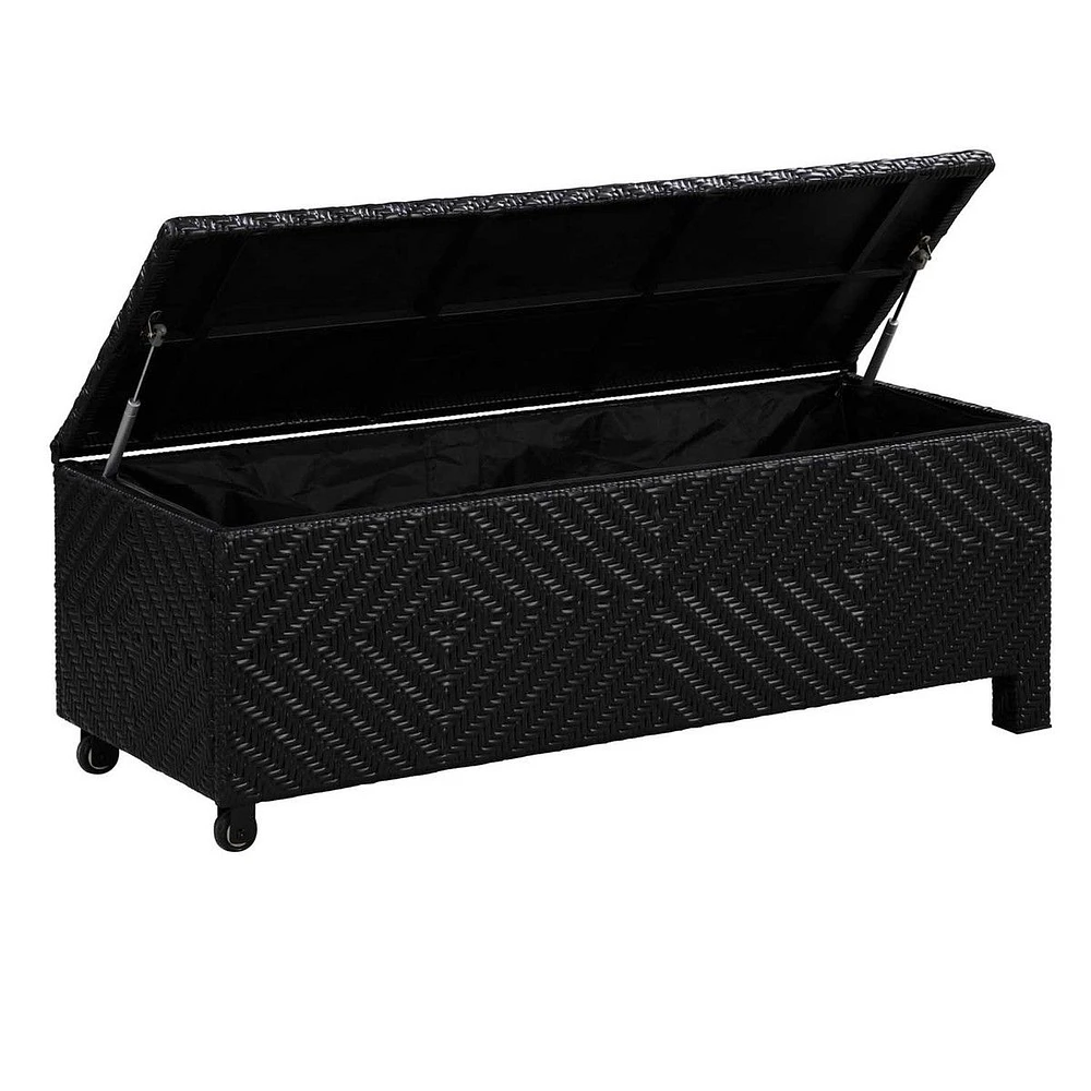 Patioflare  Padded Wicker Deck Storage Bench